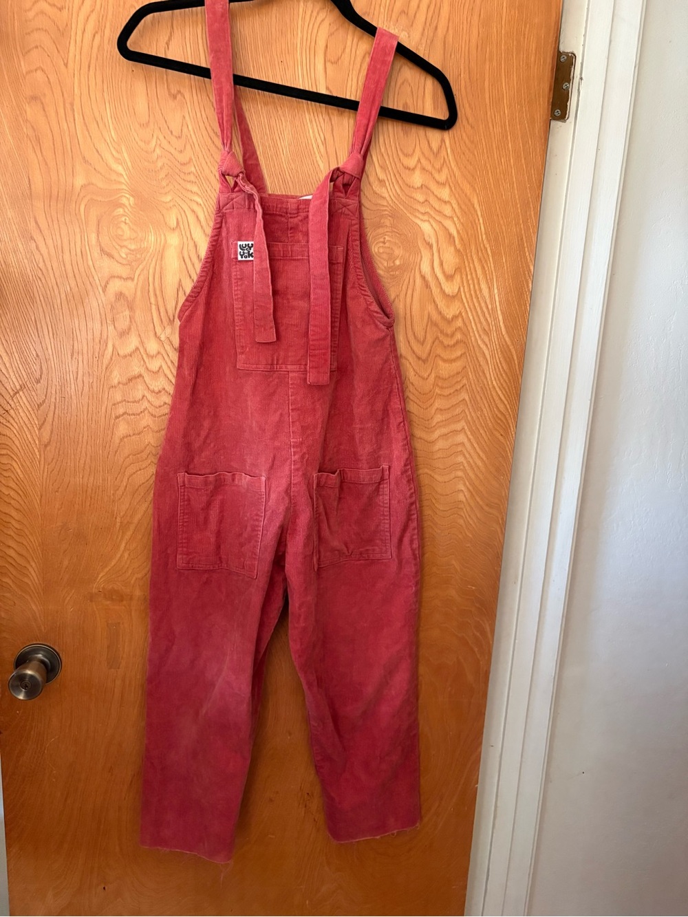 Lucy & Yak Rose Red micro Corduroy Overalls Jumpsuit 2